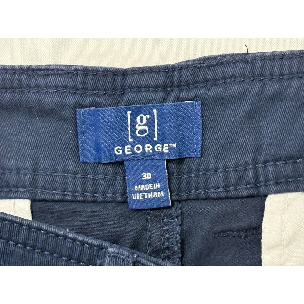 George Mens Blue At The Knee W/ Pockets Tech‎ Cargo Shorts Size 30